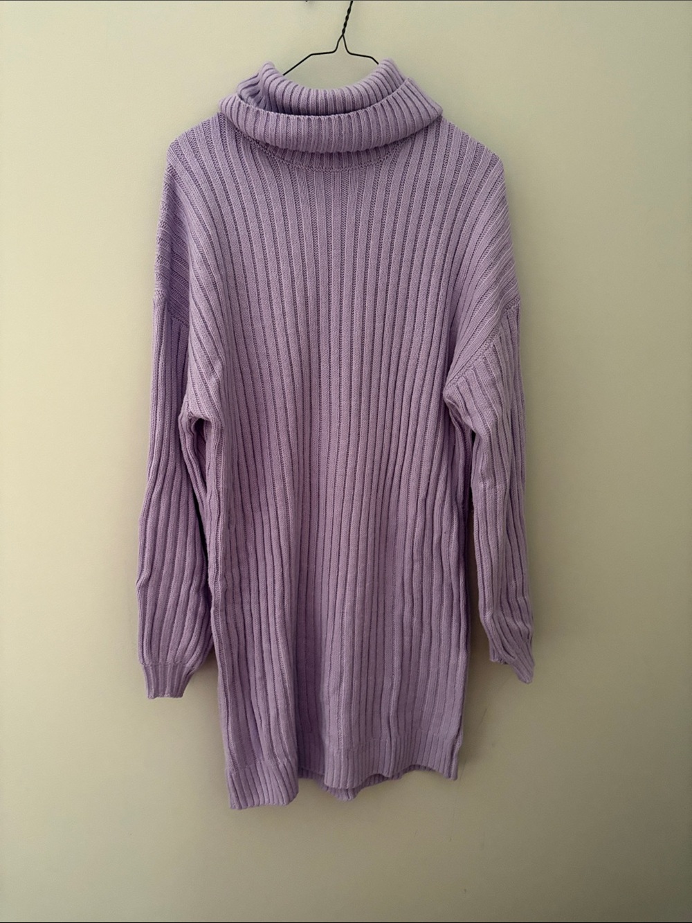 Women’s Lavender Ribbed Turtleneck Sweater Dress - Long Sleeve